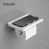 Wholesale price new design white color roll tissue holder with Phone Shelf