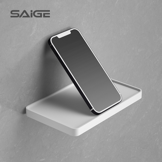 Wholesale price new design white color roll tissue holder with Phone Shelf