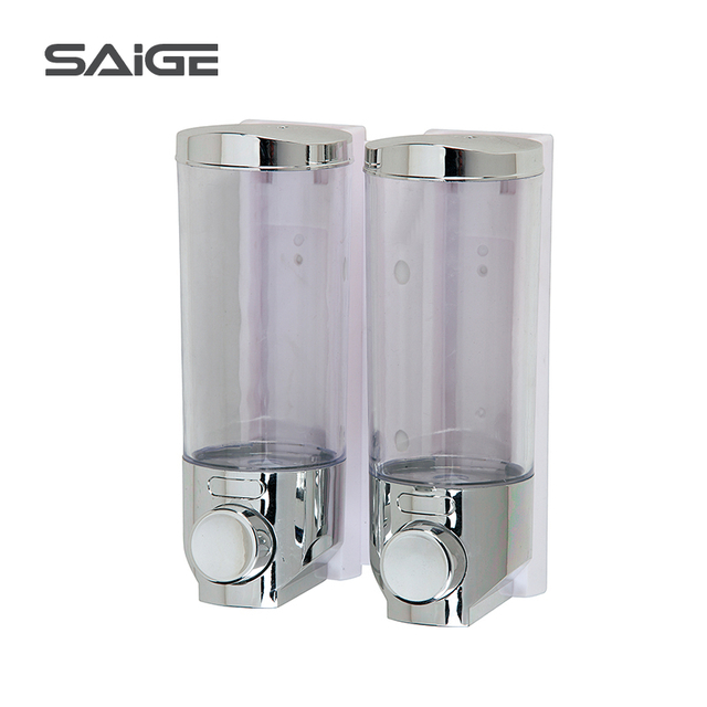 Saige 350ml*2 Bathroom Wall Mounted Plastic Hand Soap Dispenser