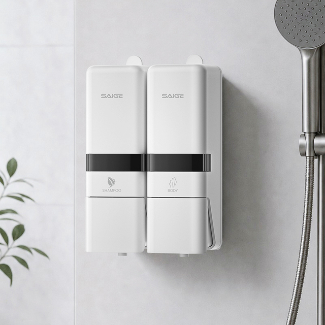 Saige 400ml*2 Hotel ABS Plastic Wall Mount Manual Double Soap Dispensers